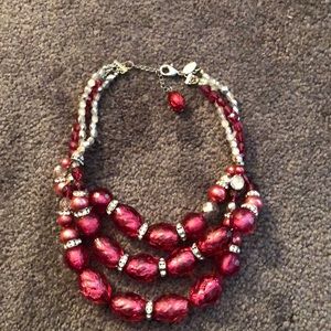 White House black market necklace pink and silver